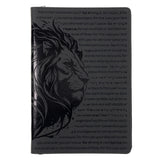 Strong & Courageous Grey Lion Faux Leather Journal with Zipped Closure
