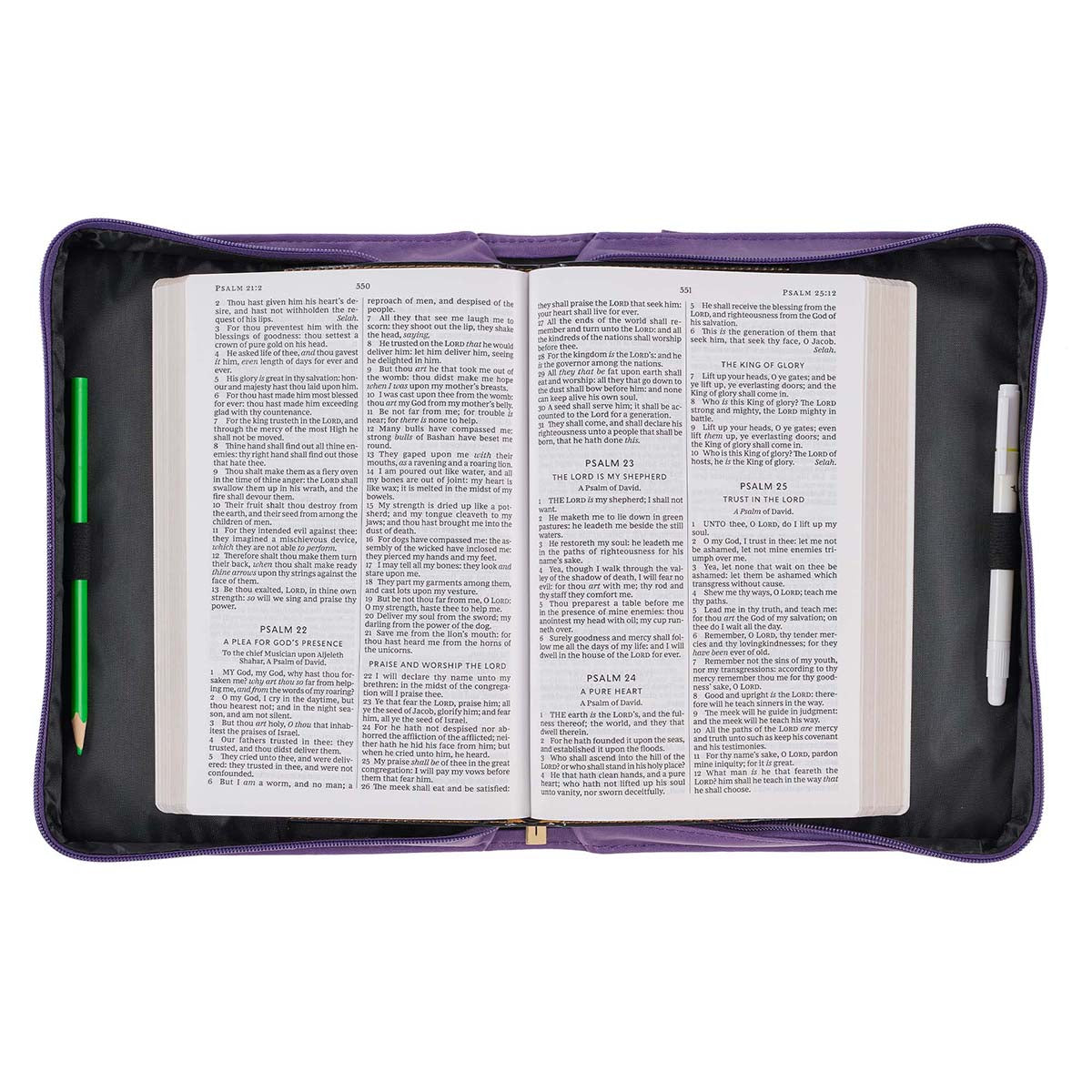 She Is Clothed Purple Faux Leather Bible Bag - Proverbs 31:25