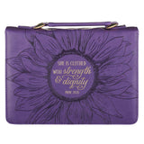 She Is Clothed Purple Faux Leather Bible Bag - Proverbs 31:25