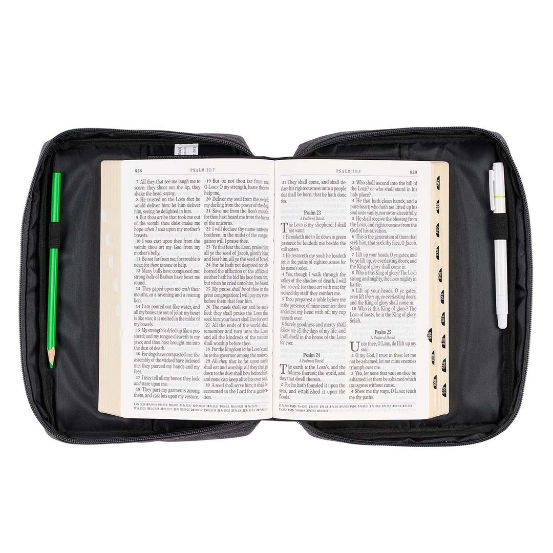 Be Strong In The Lord Grey Polyester Bible Bag - Ephesians 6:10