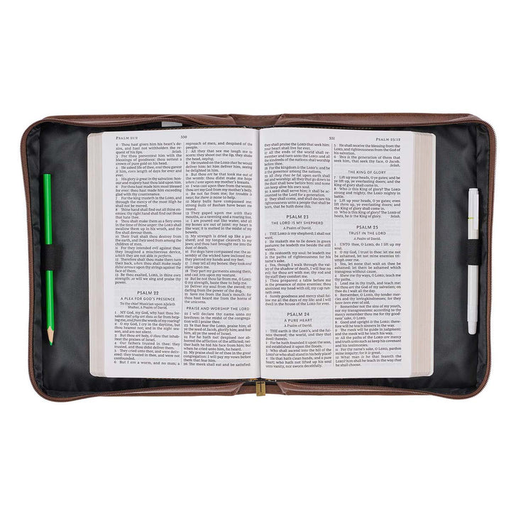 Wings Like Eagles Brown Faux Leather Bible Bag - Isaiah 40:31