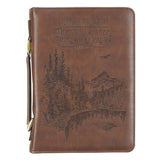 Wings Like Eagles Brown Faux Leather Bible Bag - Isaiah 40:31