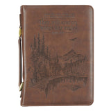Wings Like Eagles Brown Faux Leather Bible Bag - Isaiah 40:31