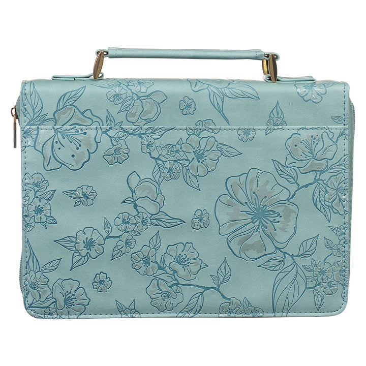 I Know The Plans Jeremiah 29:11 Floral Teal (Faux Leather Bible Bag)