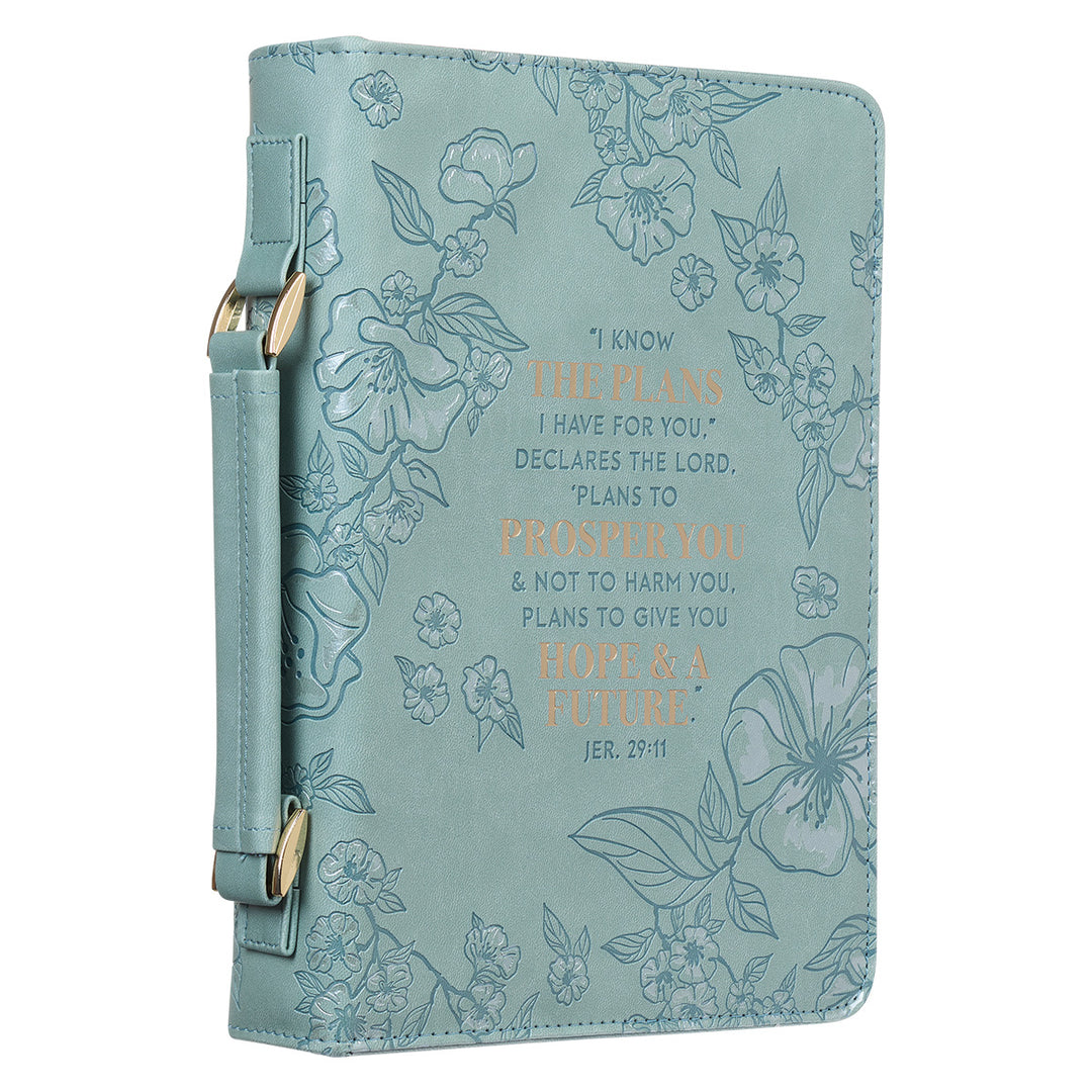 I Know The Plans Jeremiah 29:11 Floral Teal (Faux Leather Bible Bag)