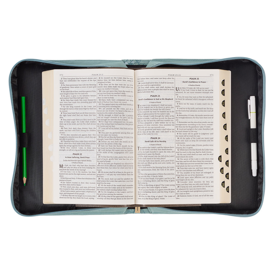 I Know The Plans Jeremiah 29:11 Floral Teal (Faux Leather Bible Bag)