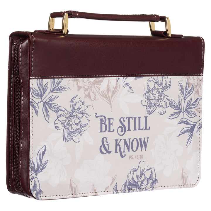 Be Still & Know Psalm 46:10 Floral (Faux Leather Bible Bag)