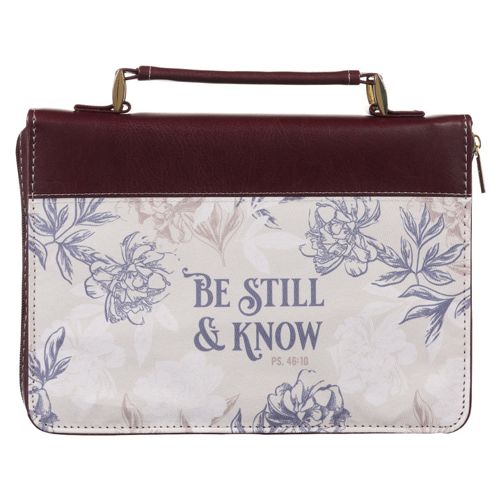 Be Still & Know Psalm 46:10 Floral (Faux Leather Bible Bag)