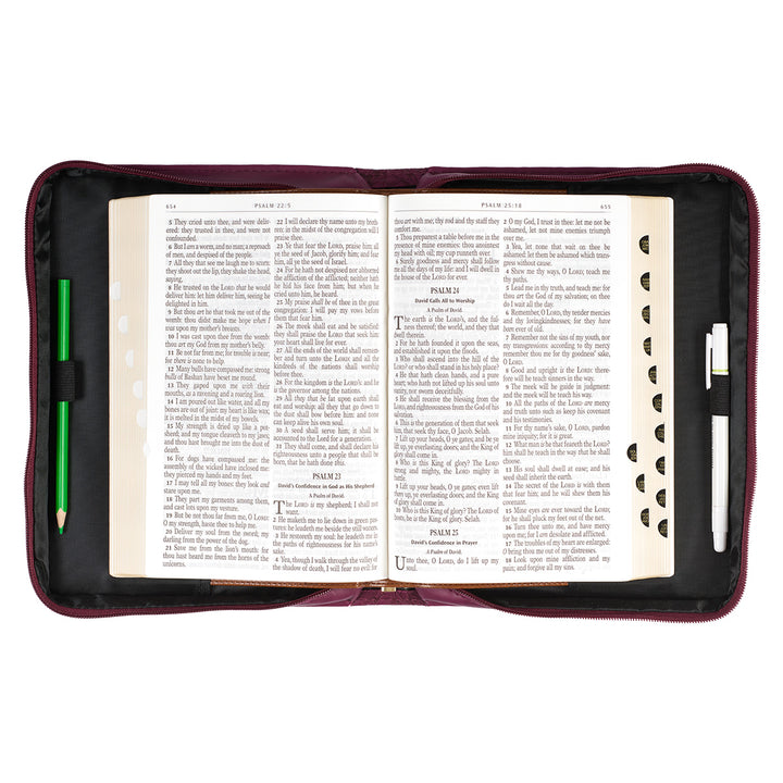 Walk By Faith Burgundy Faux Leather Bible Bag - 2 Corinthians 5:7