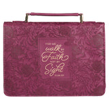 Walk By Faith Burgundy Faux Leather Bible Bag - 2 Corinthians 5:7