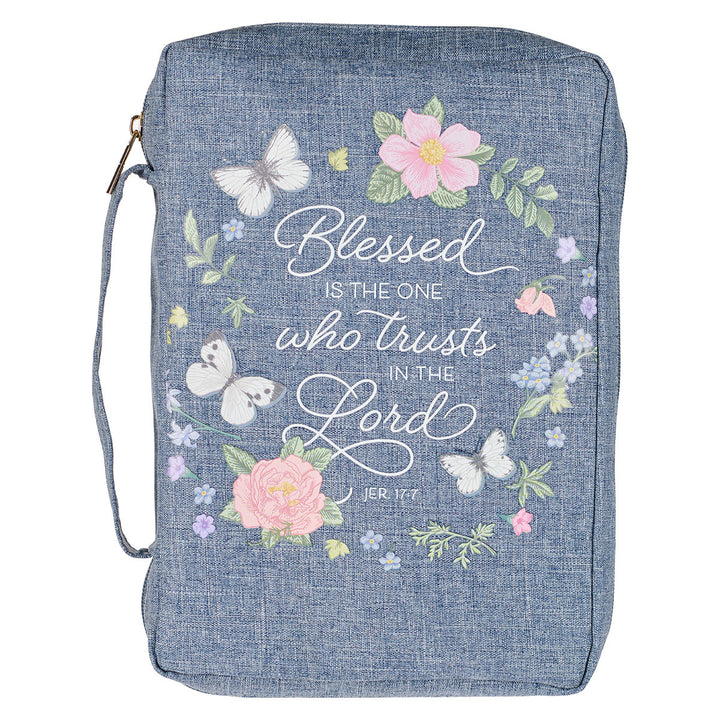 Blessed Is The One Who Trusts Jer. 17:7 Blue (Poly-Canvas Bible Bag)