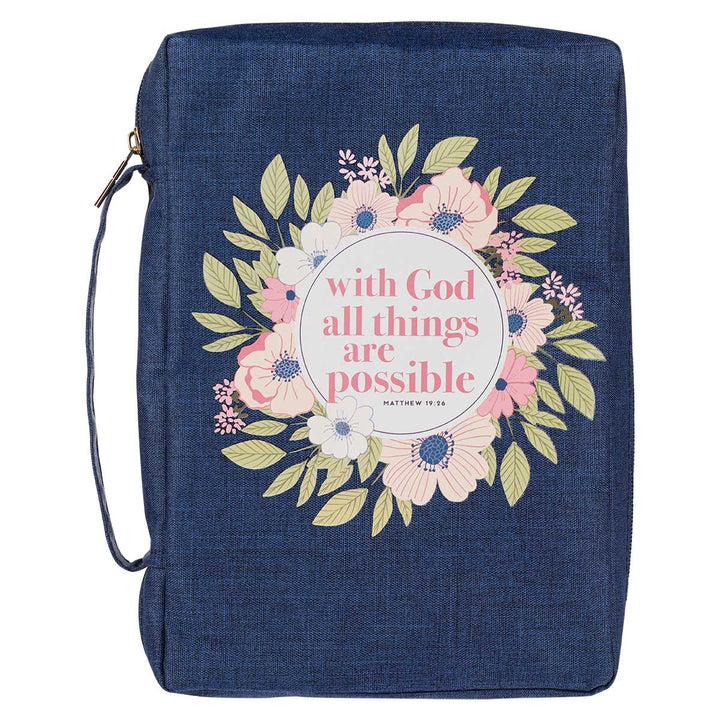 With God All Things Matt. 19:26 Blue (Poly-Canvas Bible Bag)