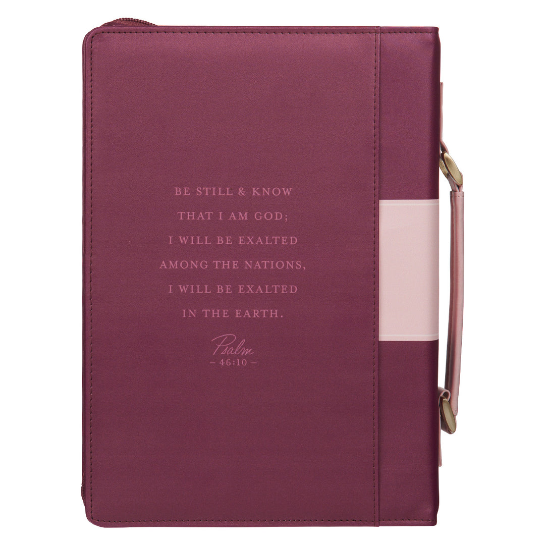 Be Still and Know That I am God Burgundy Faux Leather Bible Bag