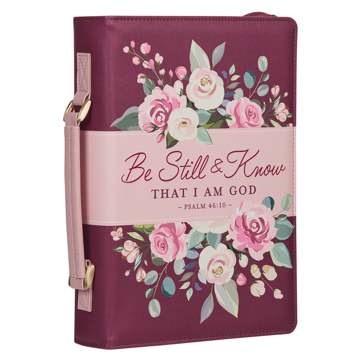 Be Still and Know That I am God Burgundy Faux Leather Bible Bag