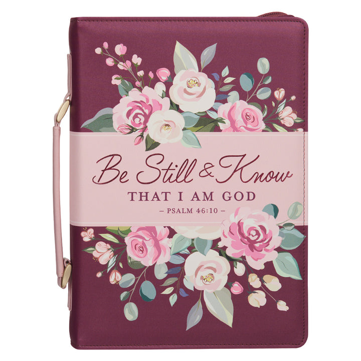 Be Still and Know That I am God Burgundy Faux Leather Bible Bag