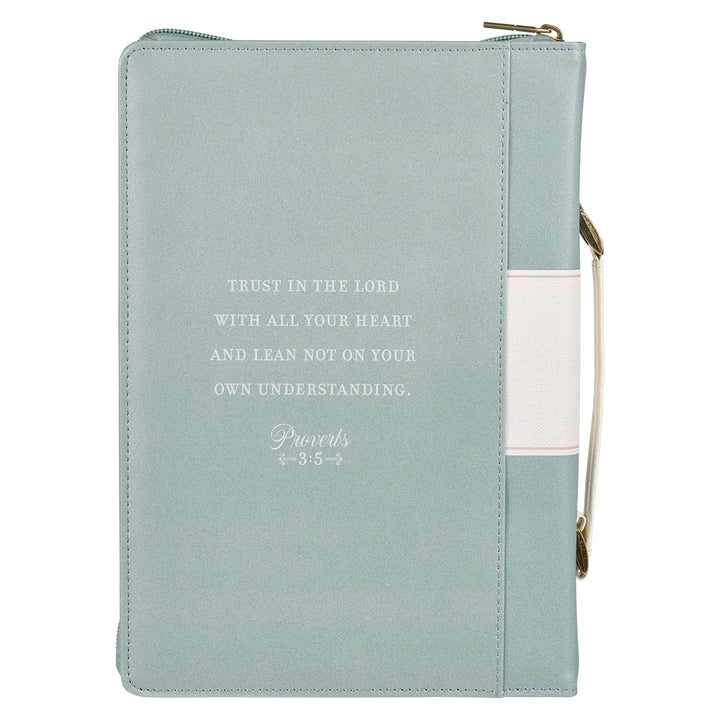 Trust in the Lord with All Your Heart Teal Floral Faux Leather Bible Bag