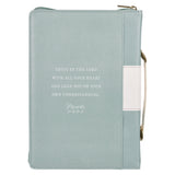 Trust in the Lord with All Your Heart Teal Floral Faux Leather Bible Bag