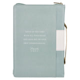 Trust in the Lord with All Your Heart Teal Floral Faux Leather Bible Bag