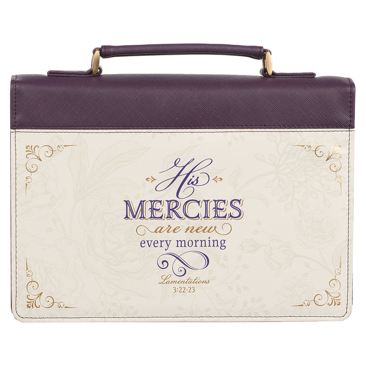 His Mercies Are New Lamentations 3:22-23 Purple (Faux Leather Bible Bag)