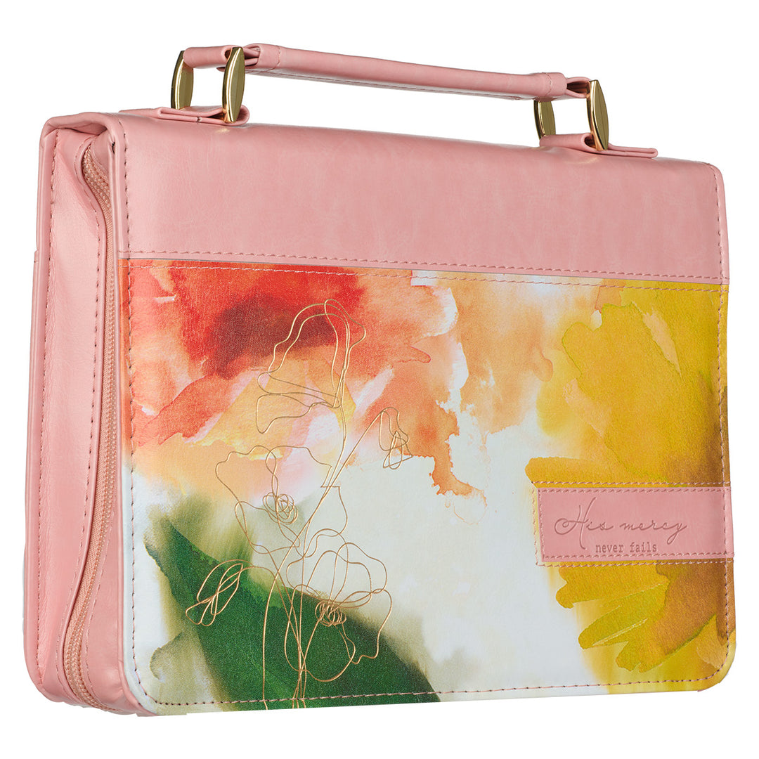 His Mercy Never Fails Watercolor (Faux Leather Bible Bag)