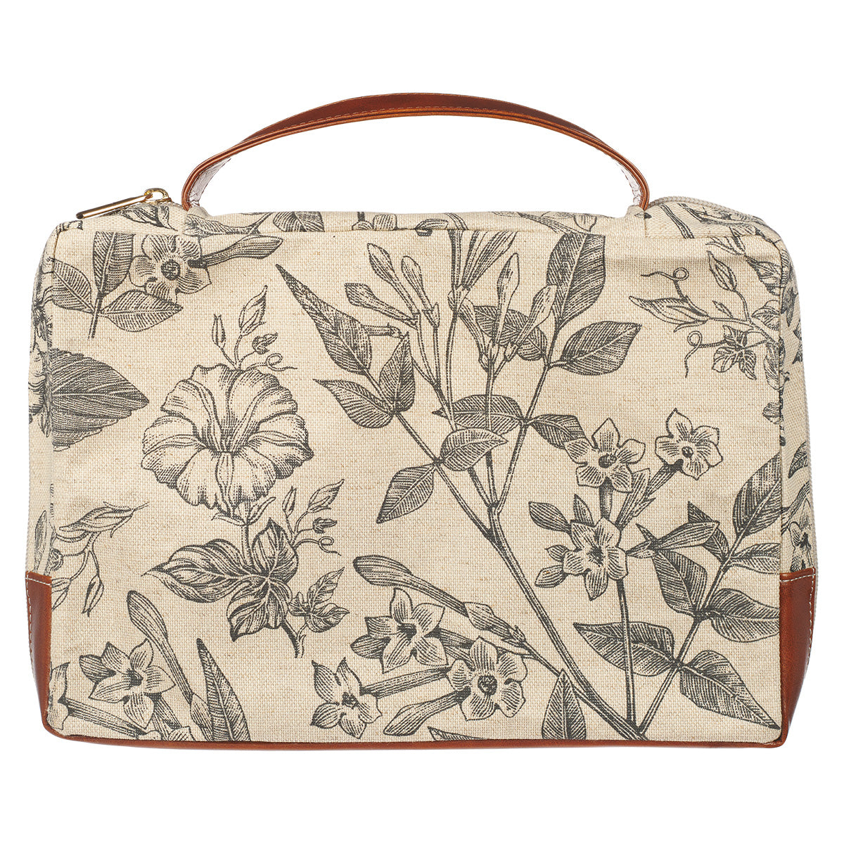 Amazing Grace Floral Cream And Brown Canvas Bible Bag - 2 Cor 12:9