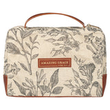 Amazing Grace Floral Cream And Brown Canvas Bible Bag - 2 Cor 12:9