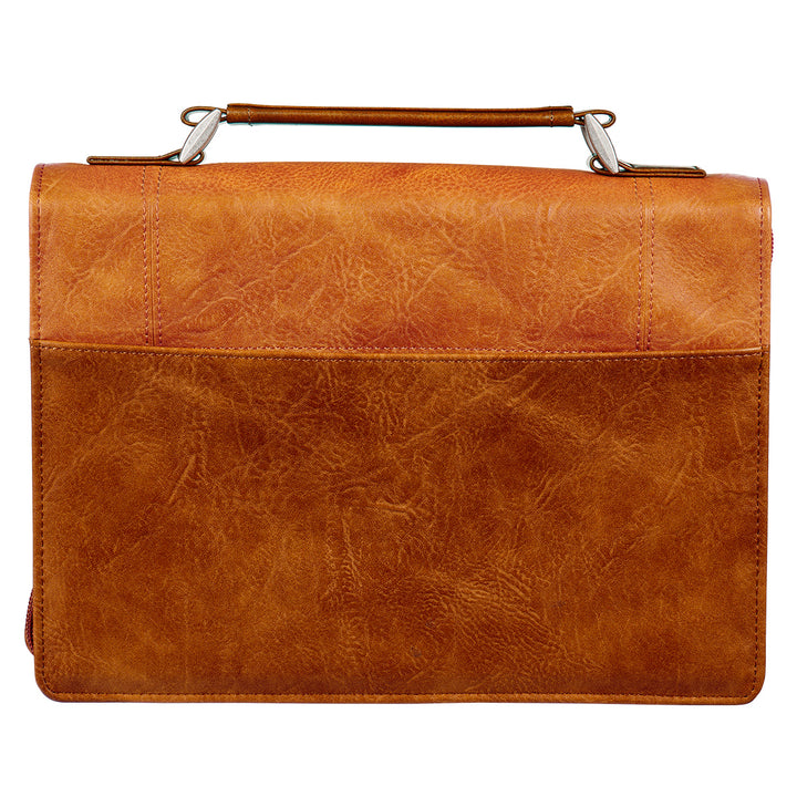 Trust in the Lord Two-Tone Brown Faux Leather Bible Bag