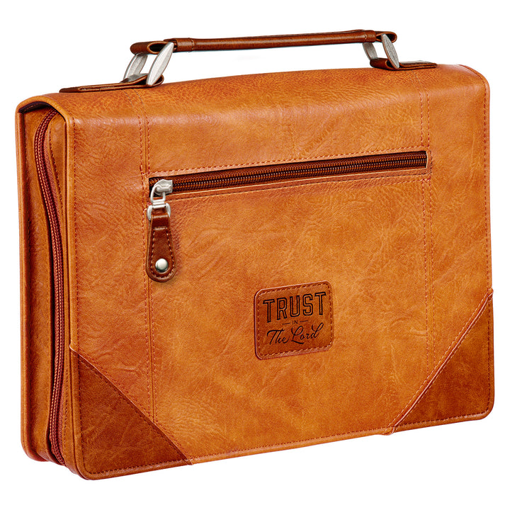 Trust in the Lord Two-Tone Brown Faux Leather Bible Bag