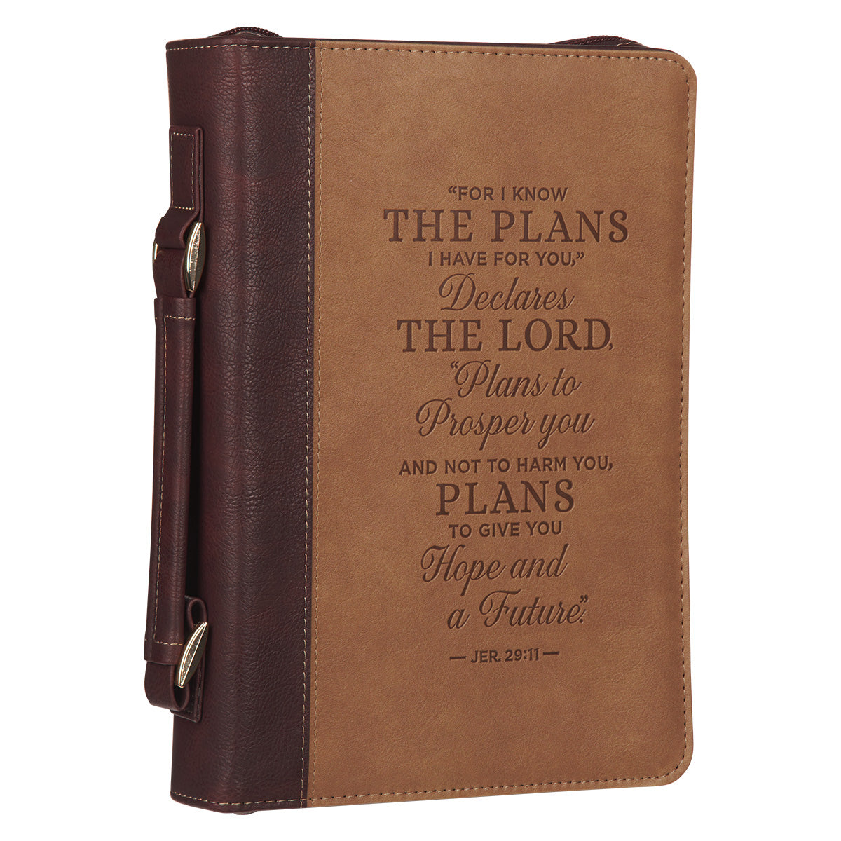 I Know the Plans I Have for You Two-Tone Brown Faux Leather Bible Bag