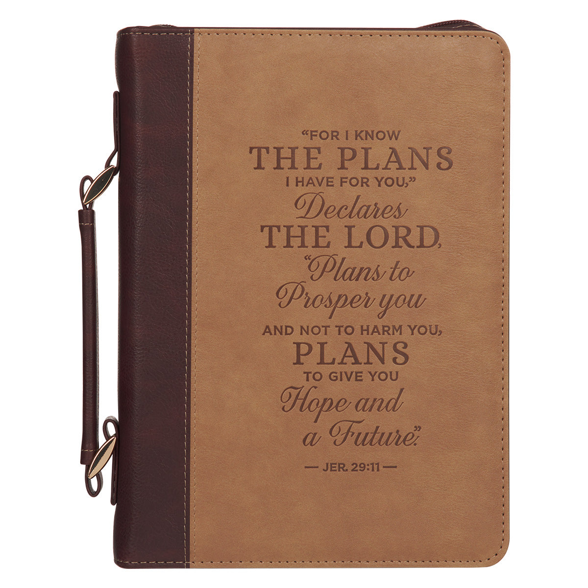 I Know the Plans I Have for You Two-Tone Brown Faux Leather Bible Bag