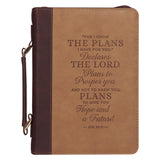 I Know the Plans I Have for You Two-Tone Brown Faux Leather Bible Bag