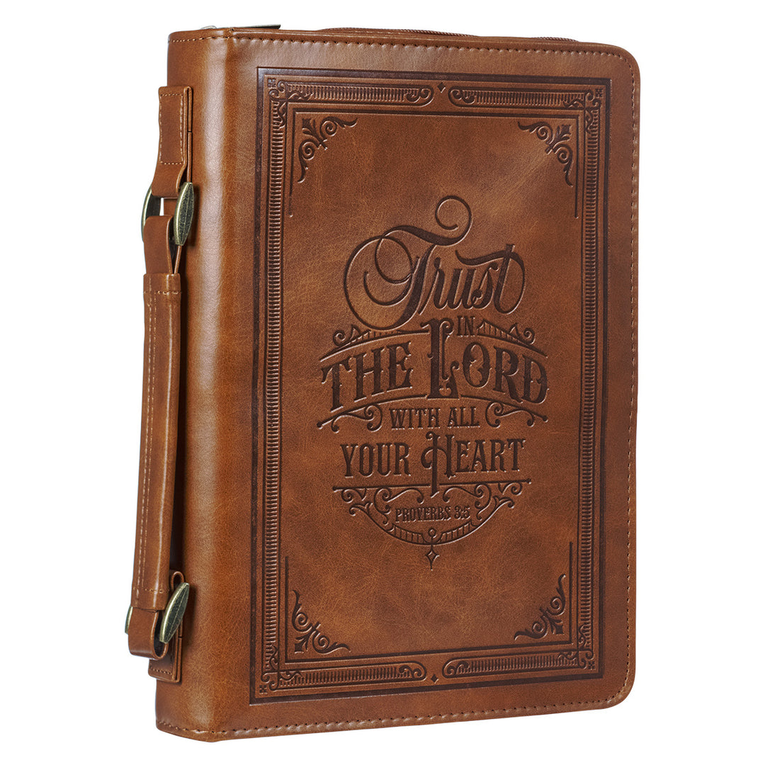 Trust in the Lord with All Your Heart Brown Faux Leather Bible Bag