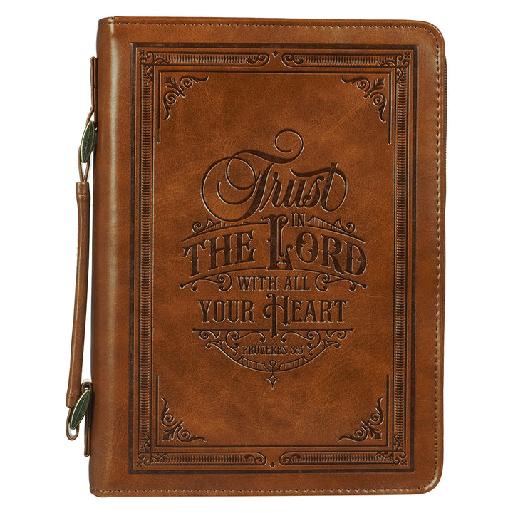 Trust in the Lord with All Your Heart Brown Faux Leather Bible Bag