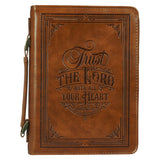 Trust in the Lord with All Your Heart Brown Faux Leather Bible Bag