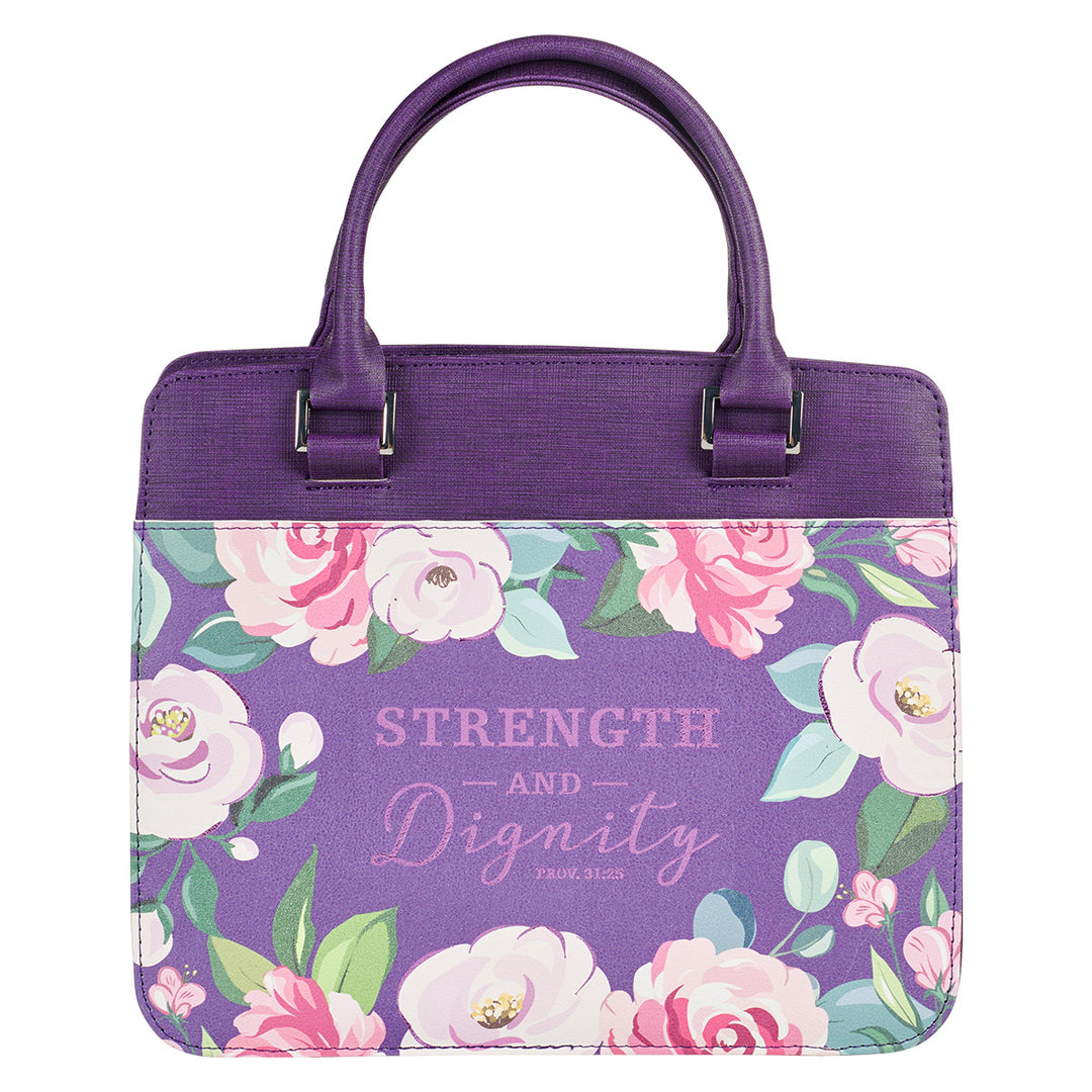 Strength & Dignity Purple Faux Leather Bible Bag