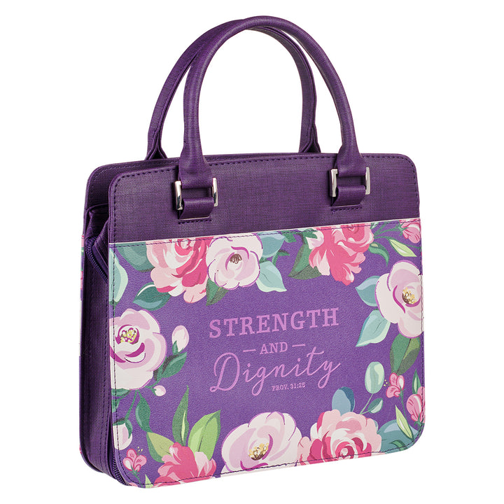 Strength & Dignity Purple Faux Leather Bible Bag