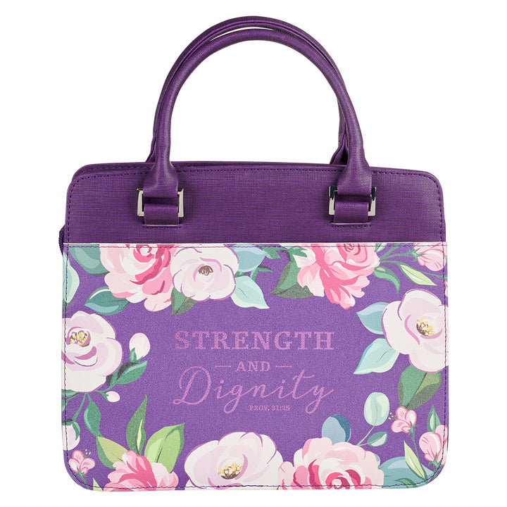 Strength & Dignity Purple Faux Leather Bible Bag