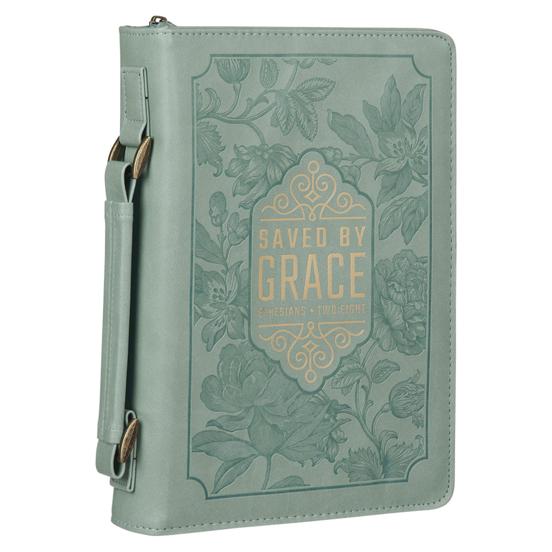Saved by Grace Teal Faux Leather Bible Bag
