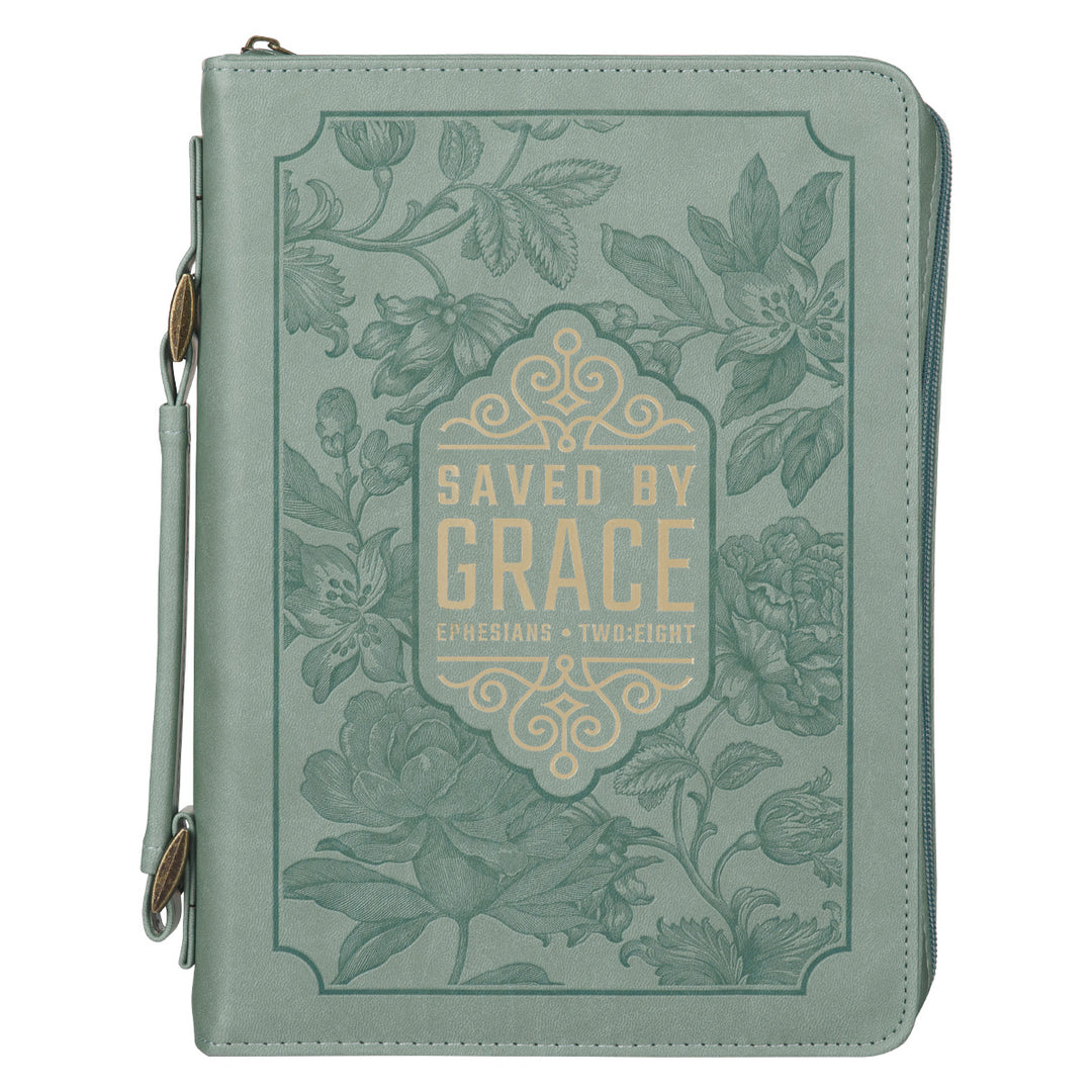 Saved by Grace Teal Faux Leather Bible Bag