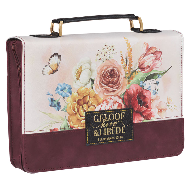 Geloof, Hoop en Liefde Afrikaans Faux Leather Bible Bag