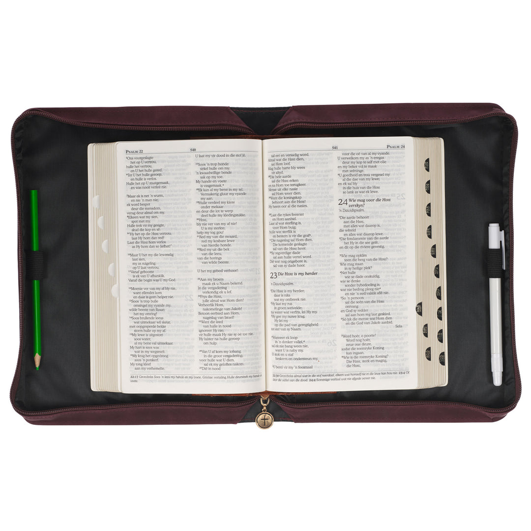 Geloof, Hoop en Liefde Afrikaans Faux Leather Bible Bag