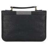 Be Strong and Courageous Black and Grey Faux Leather Bible Bag