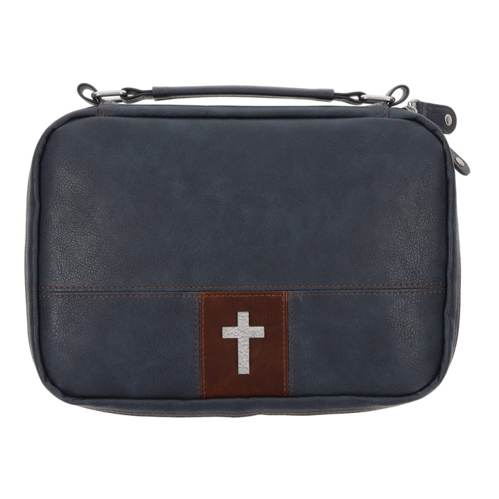 Black with Hammered Cross Faux Leather Bible Bag