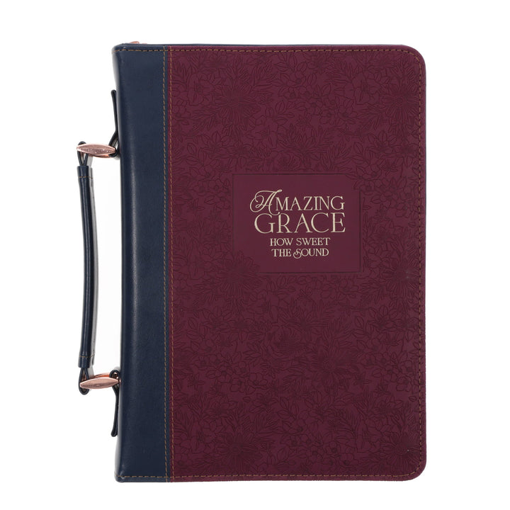 Amazing Grace How Sweet the Sound Plum Faux Leather Bible Bag