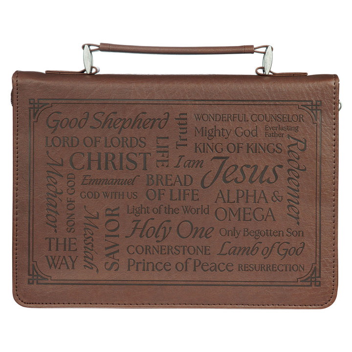 Names of Jesus Brown Faux Leather Bible Bag