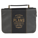 I Know the Plans Black and Grey Faux Leather Bible Bag
