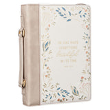 He Has Made Everything Beautiful in Its Time Cream and Taupe Faux Leather Bible Bag
