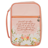 Trust in the Lord with All Your Heart Pink Floral Faux Leather Bible Bag