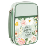 He Restores My Soul Green Floral Faux Leather Bible Bag