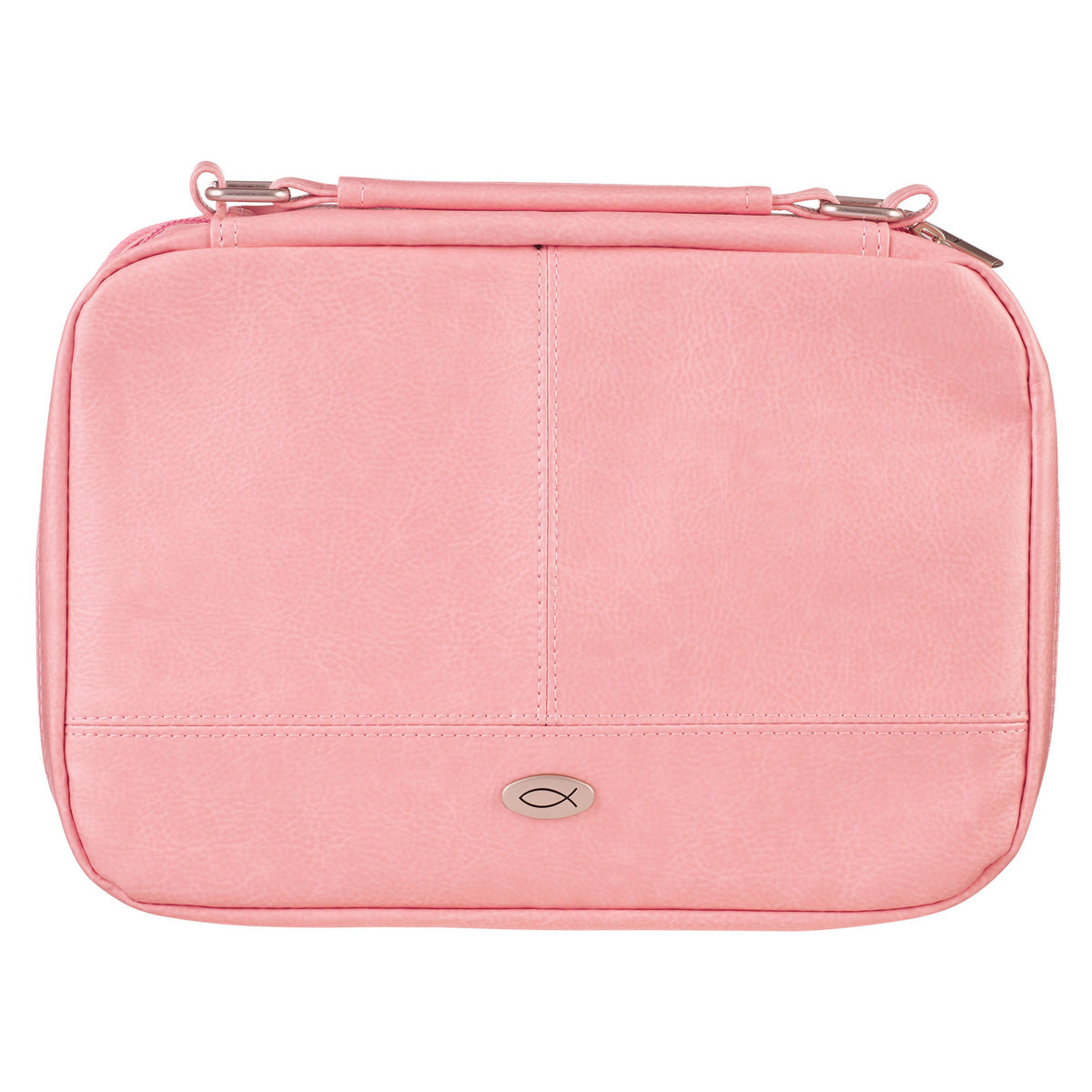 Ichthus Badge Pink Two-Fold Faux Leather Bible Bag